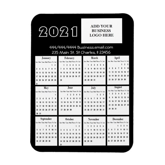Ímã Logotipo comercial do Mini Calendário 2021 (Vertical)