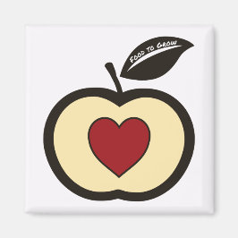 Imã Logotipo da Comida Apple & Heart Core to Grow