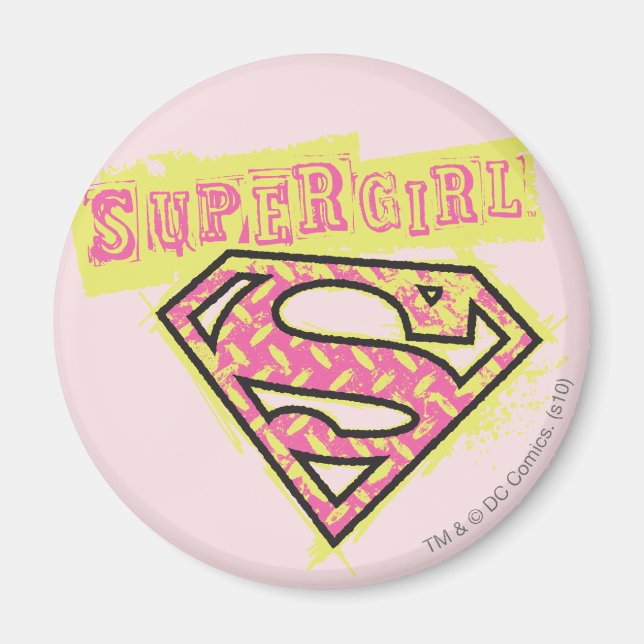 Imã Logotipo da Supergirl Grunge rosa (Frente)
