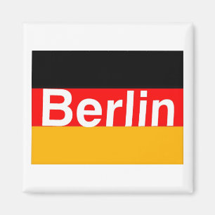 Imã Logotipo de Berlim no branco na bandeira alemão