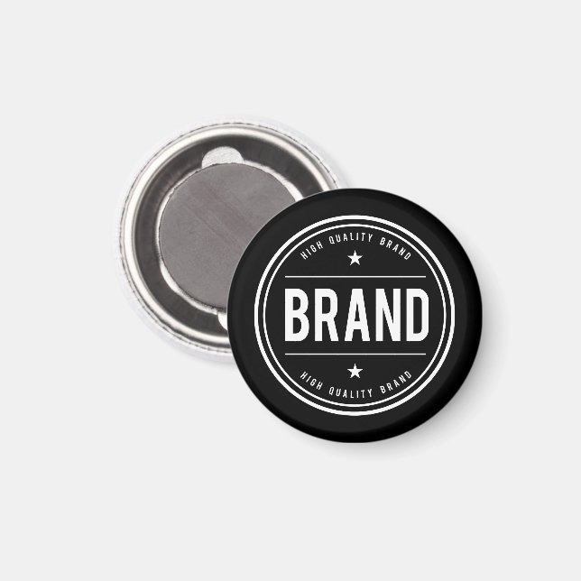 Imã Logotipo de emblema circular preto e branco (Front/Back)