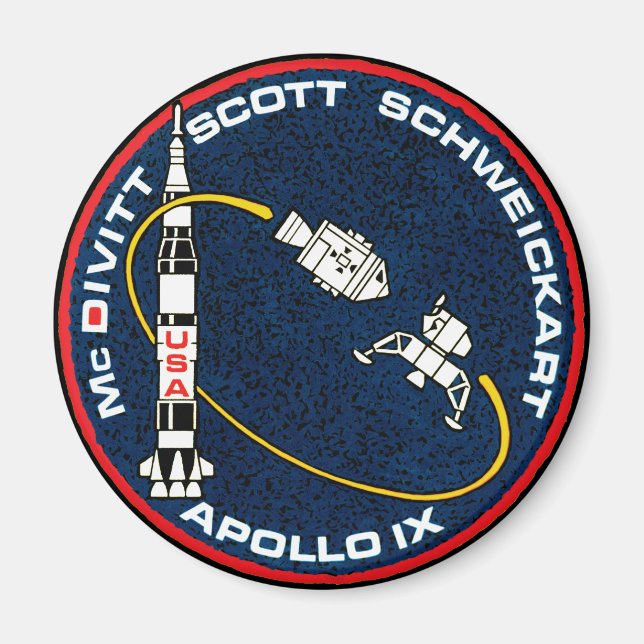 Imã Logotipo de Patch da Missão NASA da Apollo 9 (Frente)
