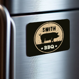 Ímã Logotipo de Porco Preto Tan do CHURRASCO de Vintag