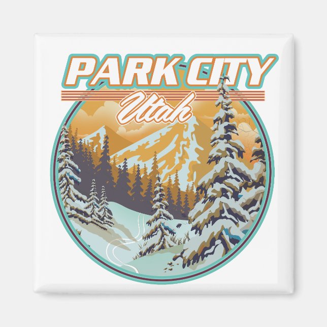 Imã Logotipo de Viagem de Park City Utah (Frente)
