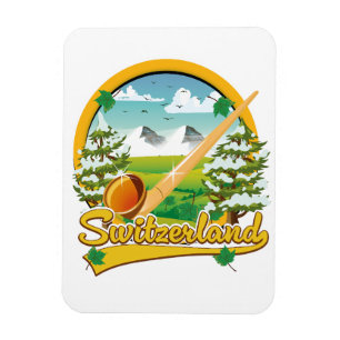 Ímã logotipo de viagem retrô alphorn da Suíça
