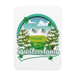Ímã logotipo de viagem retrô da Suíça