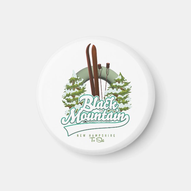 Imã Logotipo do Black Mountain New Hampshire Ski. (Frente)