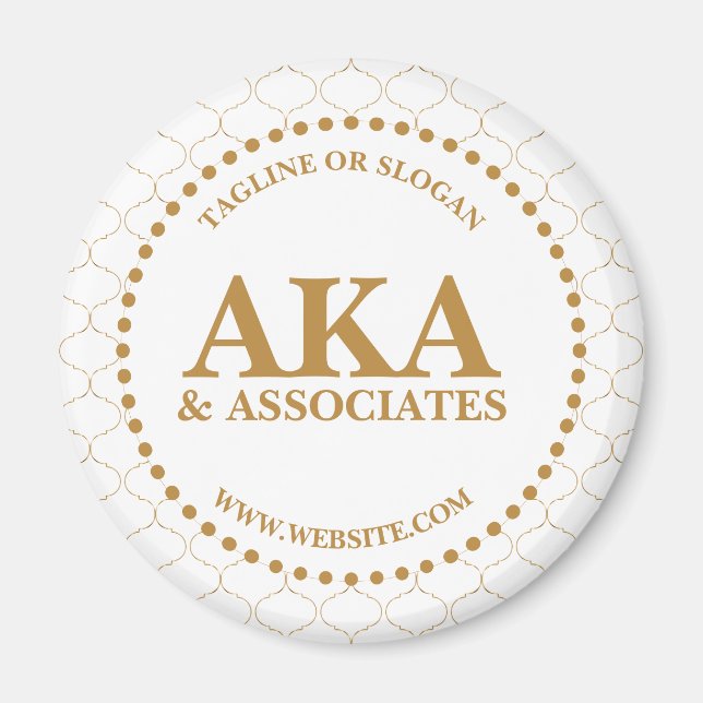 Imã Logotipo do Monograma de Negócios Dourado Trellis (Frente)