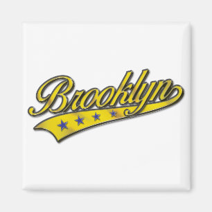 Imã Logotipo Dourado do Brooklyn em relevo