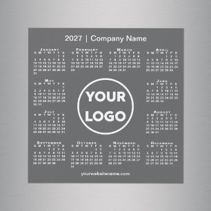Ímã Logotipo Empresa Calendário Moderno 2027 Cinza