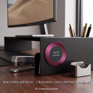 Imã Logotipo Empresarial Promocional Magenta Metálico