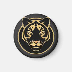 Imã Logotipo Estilizado do Tigre Dourado Desenhado