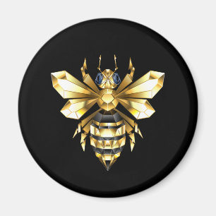 Imã Logotipo Faux Gold Foil Polygonal da Abelha em Pre