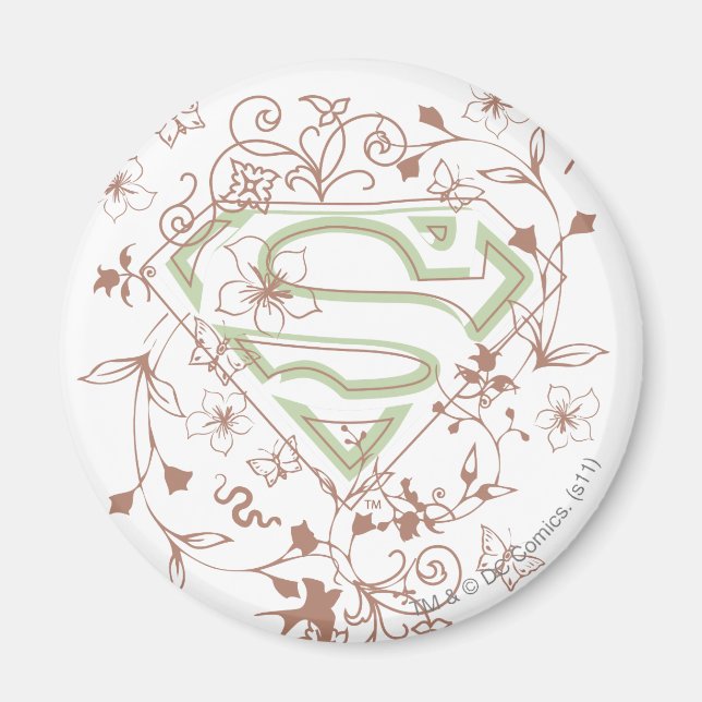 Imã Logotipo Floral Verde da Supergirl (Frente)