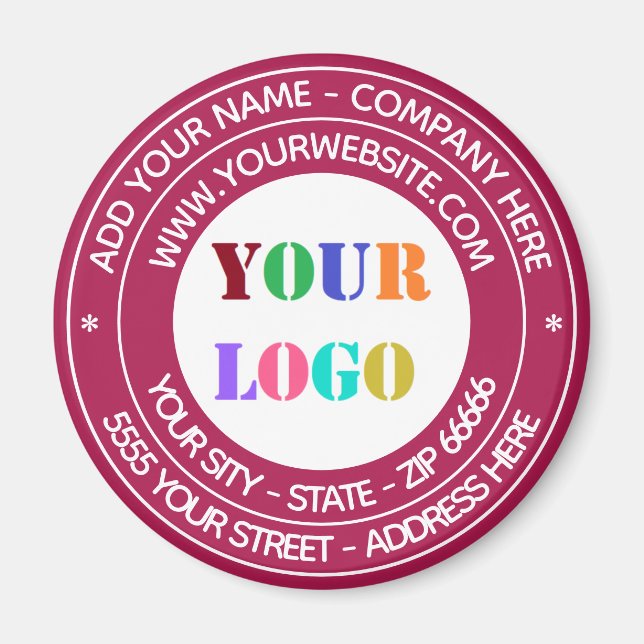 Imã Logotipo Personalizado da Empresa Texto para Empre (Frente)