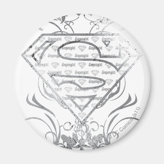 Imã Logotipo prata do Rico da Supergirl (Frente)