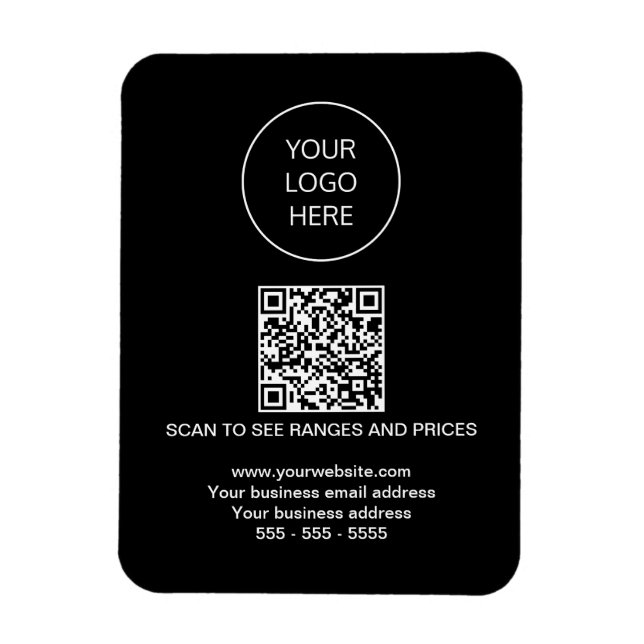 Ímã Logotipo QR Código moderno em preto (Vertical)
