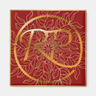 Imã Logotipo RAMO e PAUL - quadrado vermelho de ouro