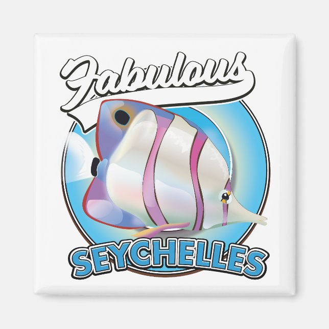 Imã Logotipo retrô das fabulosas Seychelles (Frente)