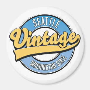 Imã Logotipo retrô de Seattle, Estado de Washington.