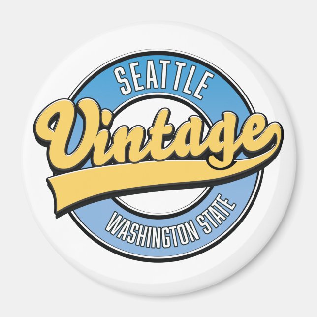 Imã Logotipo retrô de Seattle, Estado de Washington. (Frente)