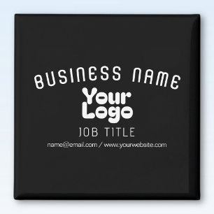 Imã Logotipo Retro-Moderno Preto e Branco (editável)