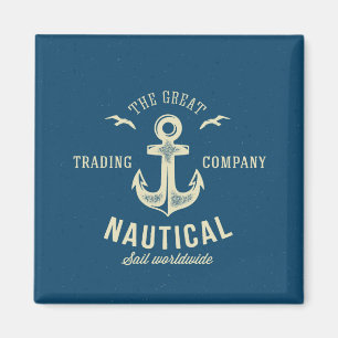 Imã Logotipo retro náutico