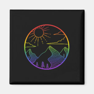 Imã Logotipo Sutil Orgulho Montanha Ao Ar Livre Pôr do