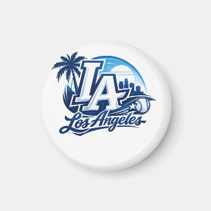 Imã Logotipo Urbano Azul e Branco de Los Angeles LA