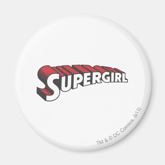 Imã Logotipo vermelho e branco da Supergirl (Frente)