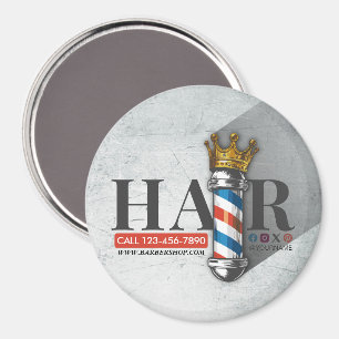 Imã Loja de Cabelo Barbeiro Rei Coroa Pólo de Barbeiro
