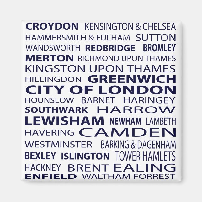 Imã London Boroughs Magnet (branco) (Frente)