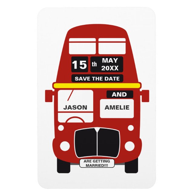 Ímã London Bus Wedding Save the Date (Vertical)