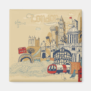 Imã London Doodle Scene