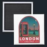 Imã London England Retro Viagem Art Vintage<br><div class="desc">Design de arte vetorial de Londres. Londres,  capital da Inglaterra e do Reino Unido,  é uma cidade do século XXI,  com uma história que se estende aos tempos romanos.</div>
