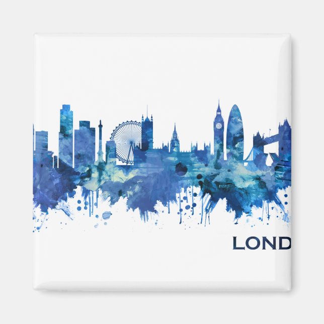 Imã London England Skyline Blue (Frente)