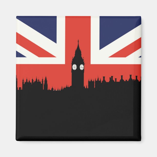 Imã London Skyline | Bandeira Britânica (Frente)