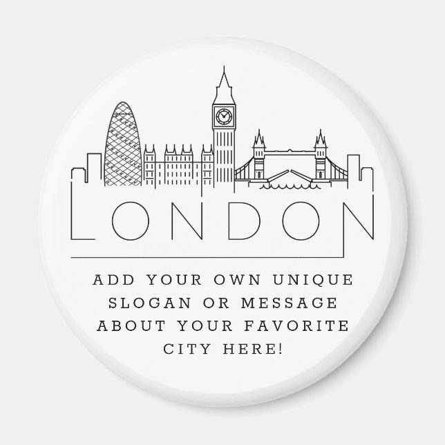 Imã London Skyline | Mensagem de Cidade Personalizada  (Frente)