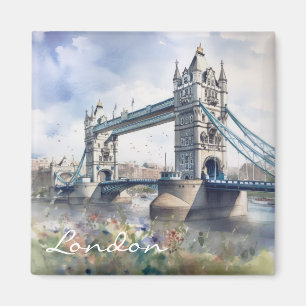 Imã London Tower Bridge Viagem Watercolor
