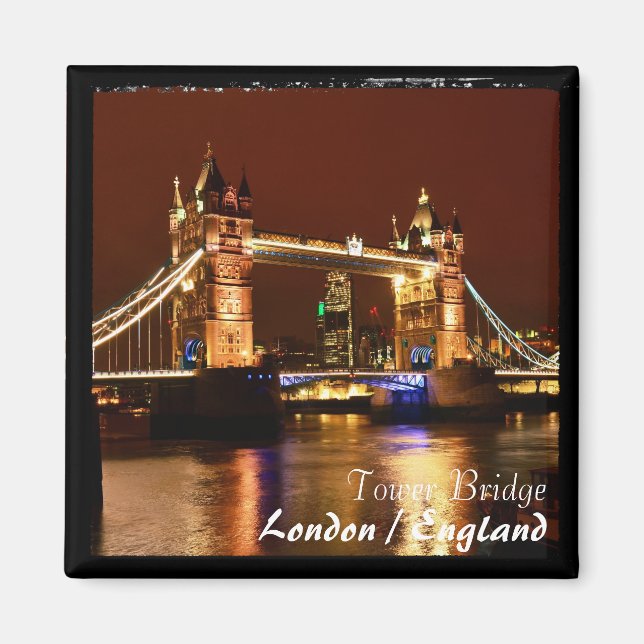 Imã Londres - Famous, Tower Bridge at Night (Magnet) (Frente)