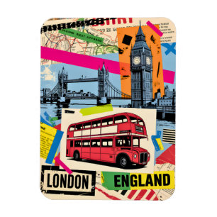 Ímã Londres Inglaterra Arte Pop Retro Ônibus Viagem Vi