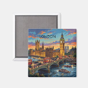 Imã Londres Inglaterra Viagem Arte Vintage
