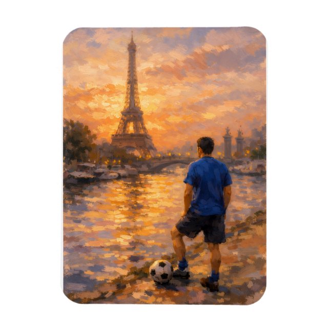 Ímã Lone Soccer Player Near La Seine (Vertical)