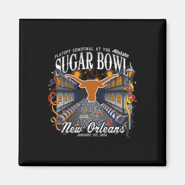Imã Longhorns Sugar Bowl 2024 Cfp Semi Futebol Nola (Frente)