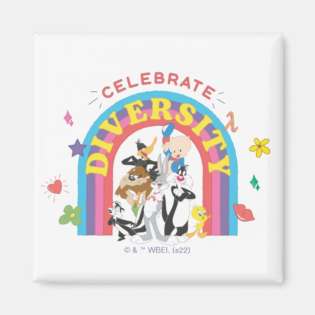 Imã LOONEY TUNES™ - Celebrate Diversity Pride Rainbow (Frente)