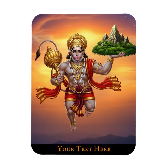 Ímã Lord Hanuman Voando Levantando Montanha (Vertical)