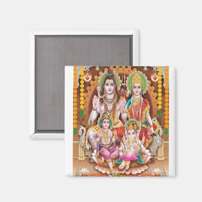 Imã Lord Shiva Family Magnet (Front/Back)