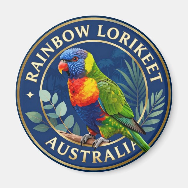Imã 🦜 Loriqueet Arco-íris Austrália Ave Tropical (Frente)