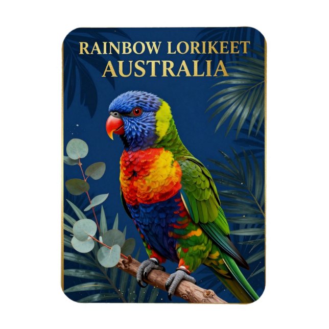 Ímã 🦜 Loriqueet Arco-íris Austrália Ave Tropical (Vertical)