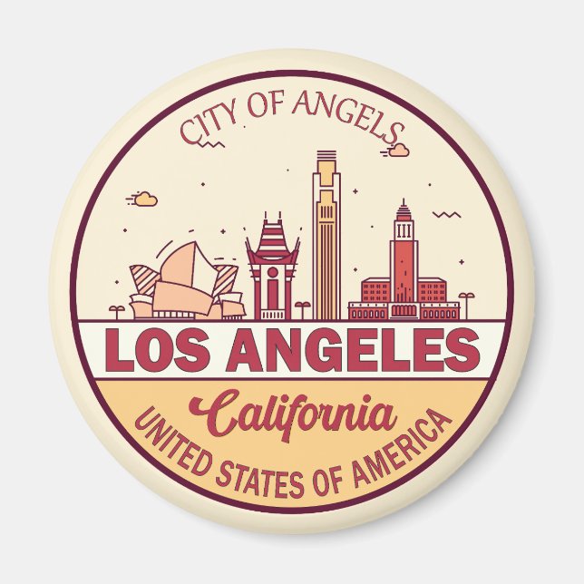 Imã Los Angeles California City Skyline Emblem (Frente)